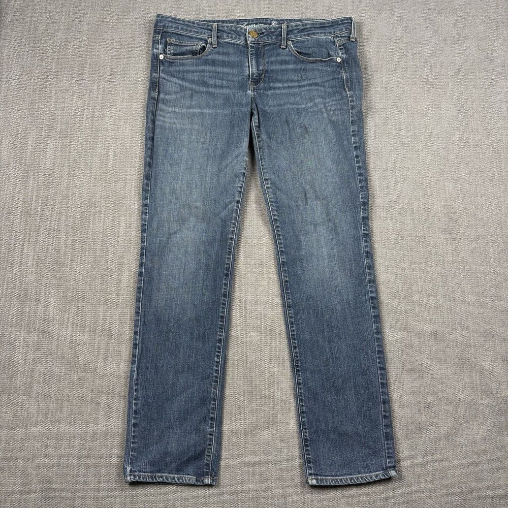American Eagle Skinny Jeans Womens Sz 14 Regular Stretch Medium Wash Blue Denim
